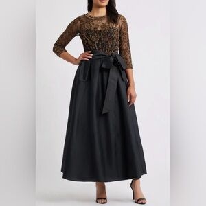 Pisarro Nights Beaded Illusion Neck Taffeta Cocktail Dress Sz 18(damaged zipper)